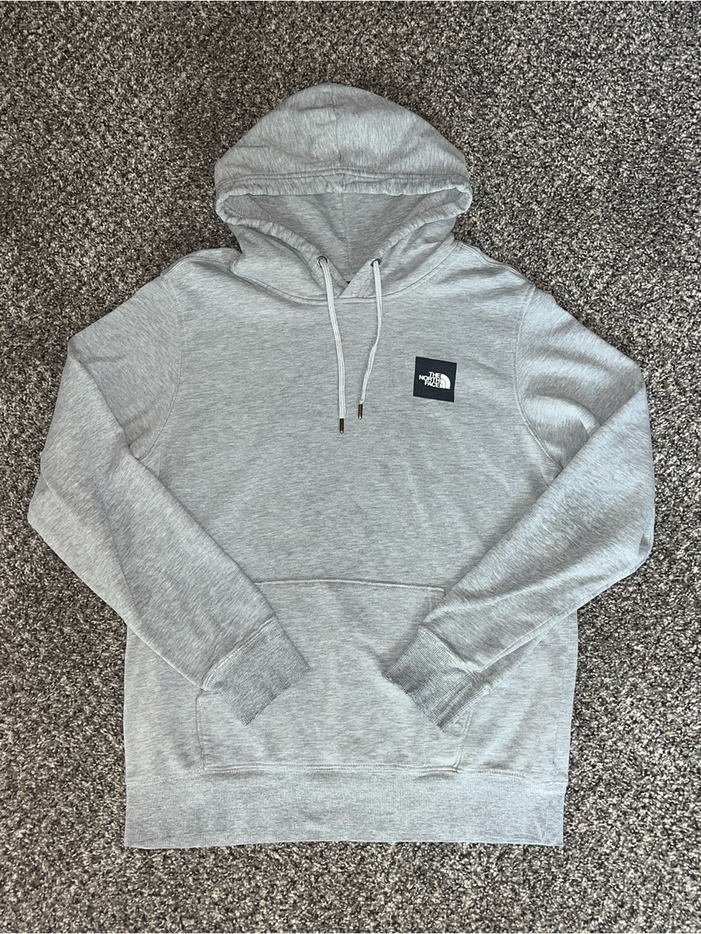 The North Face Light Gray Pullover Hoodie with Black Logo